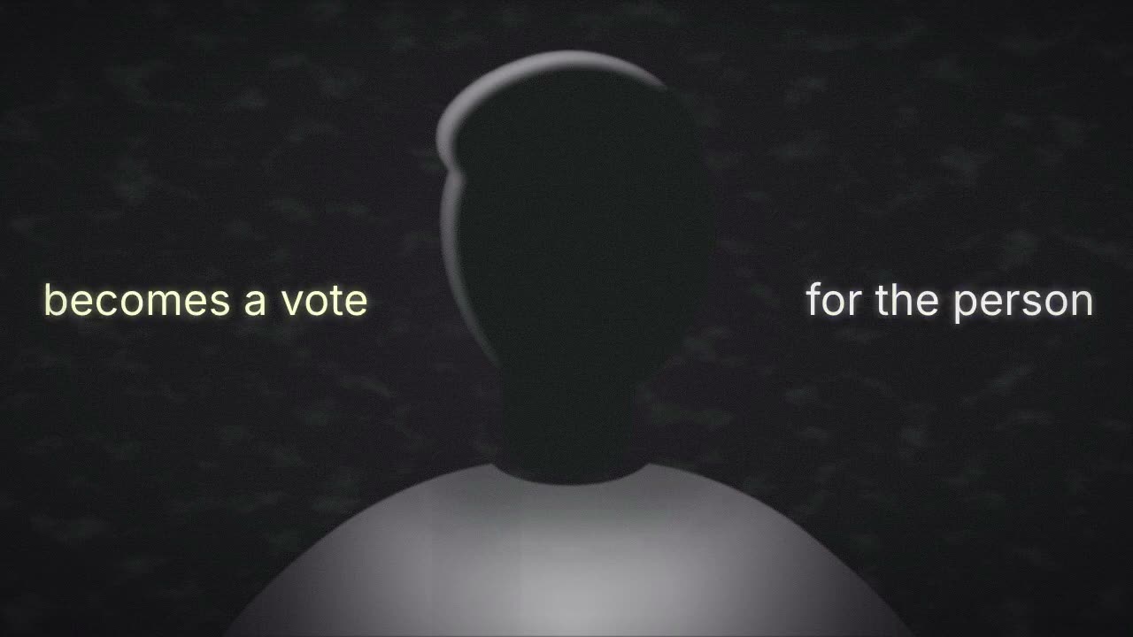 A frame from a Clypmint edit in the Mono Scatter Caption style