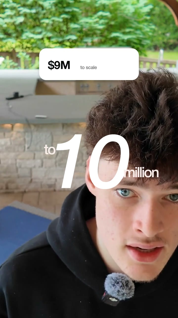 A frame from our co-founder’s walk-and-talk by a pool, edited in the Ad style